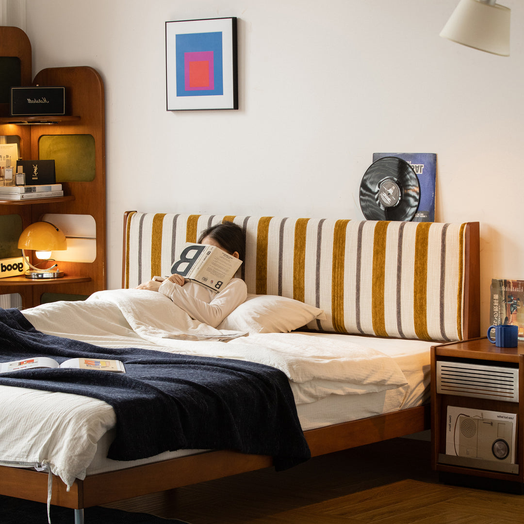 Vintage mixed weave fabric bed frame nice material variants.