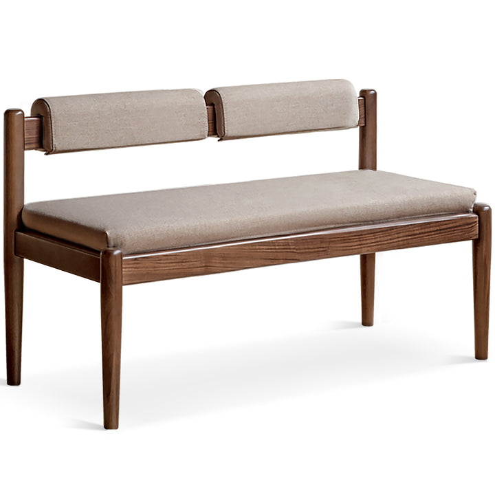 Scandinavian Oak Wood Mixed Weave Fabric Dining Bench PILLAR WALNUT