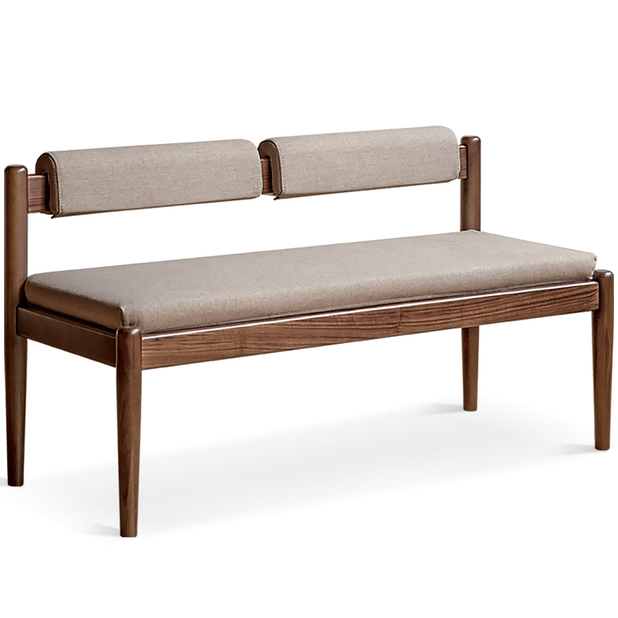 Scandinavian Oak Wood Mixed Weave Fabric Dining Bench PILLAR WALNUT