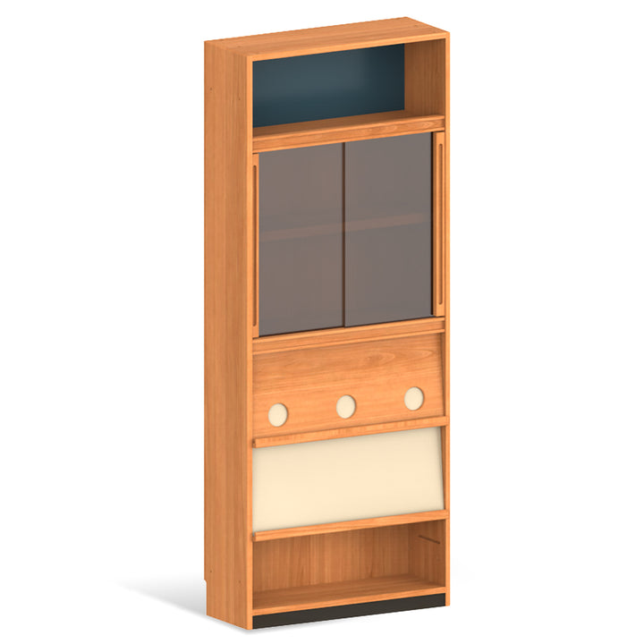 Scandinavian cherry wood bookshelf time detail 1.