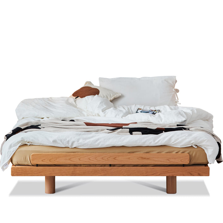 Scandinavian cherry wood platform bed small detail 1.