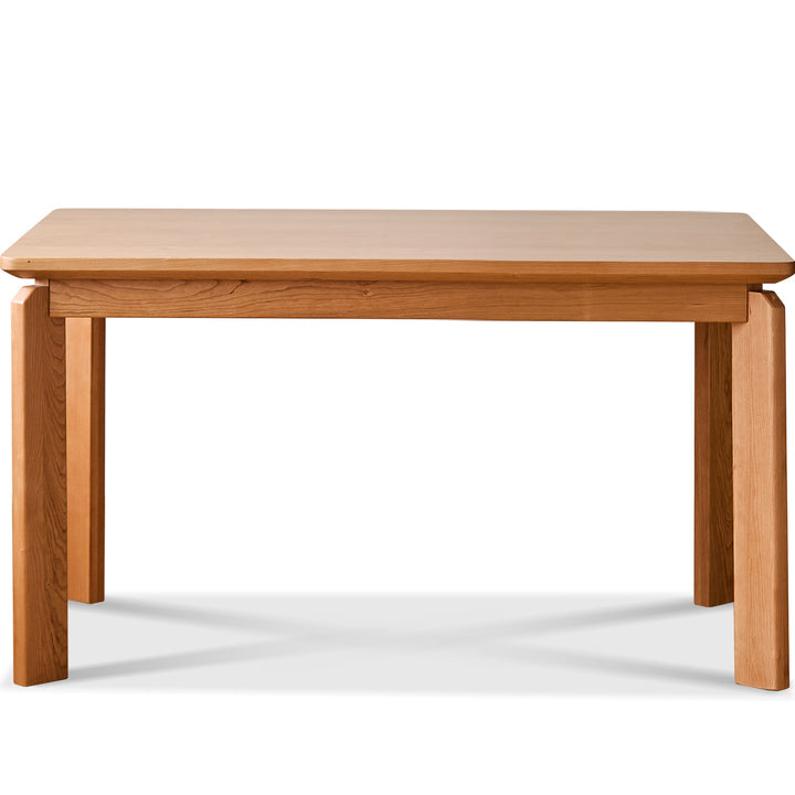 Scandinavian cherry wood dining table square in still life.
