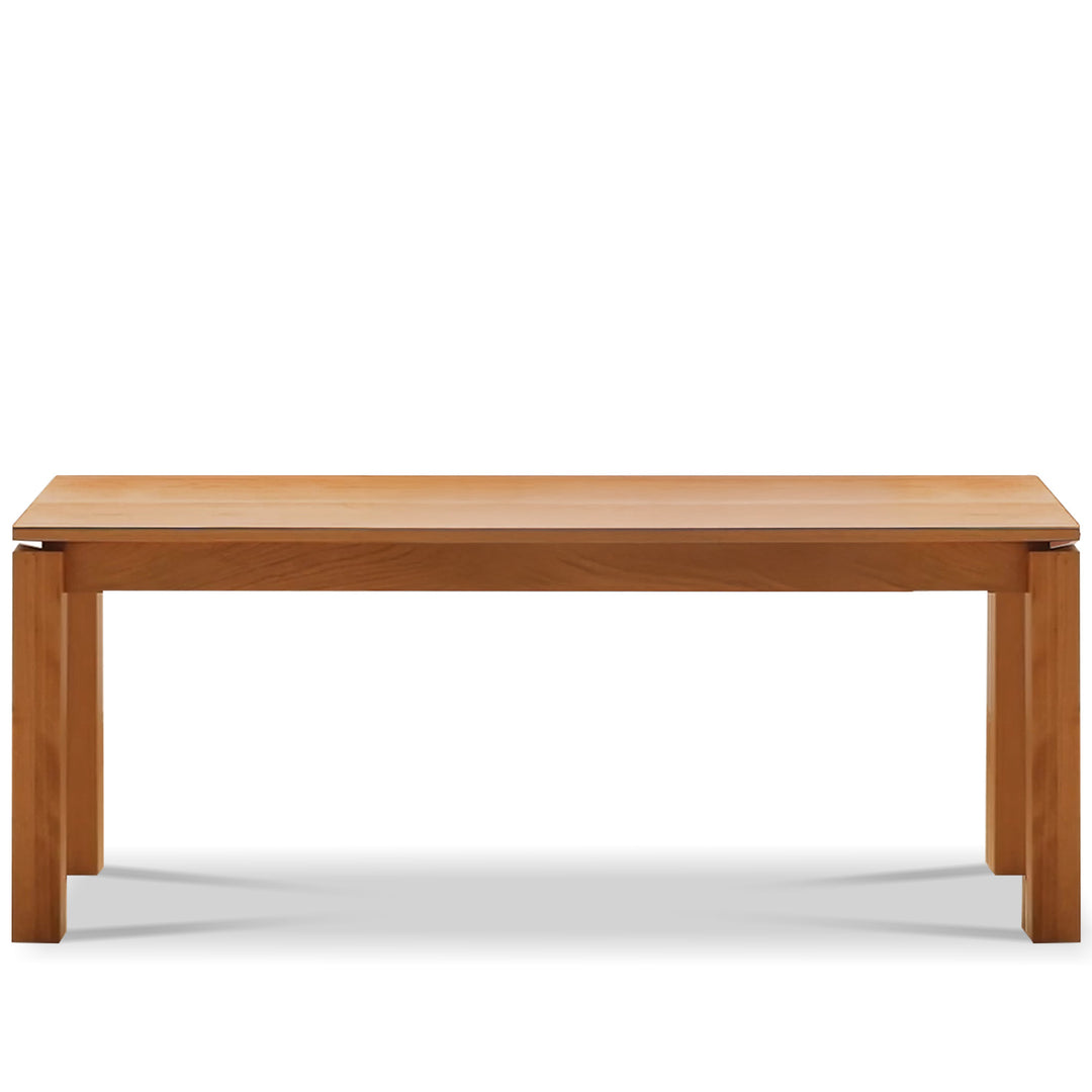 Minimalist cherry wood dining bench coastal conceptual design.