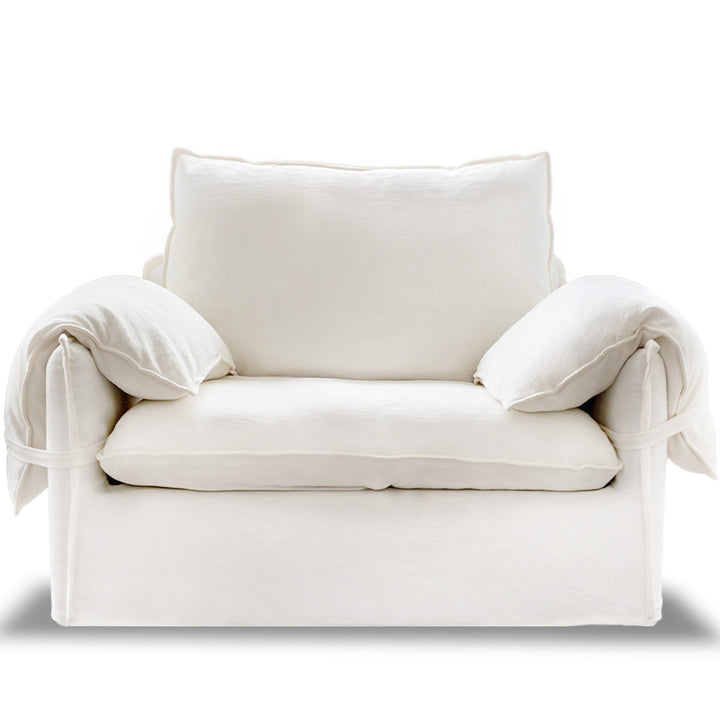 Cream Cotton Fabric 1 Seater Sofa FOLDING EAR