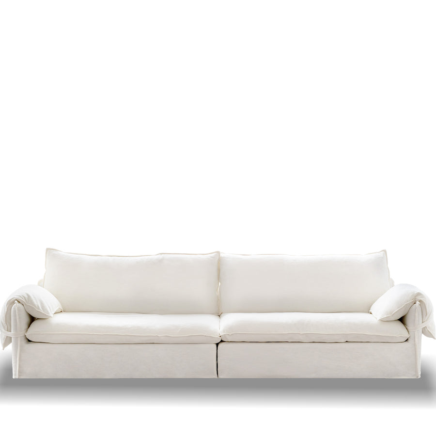 Cream Cotton Fabric 4 Seater Sofa FOLDING EAR