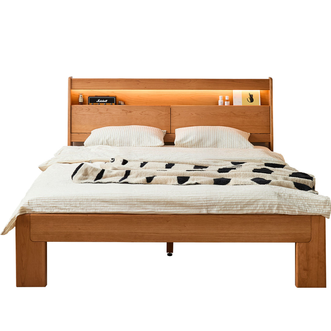 Scandinavian cherry wood bed accompany light situational feels.