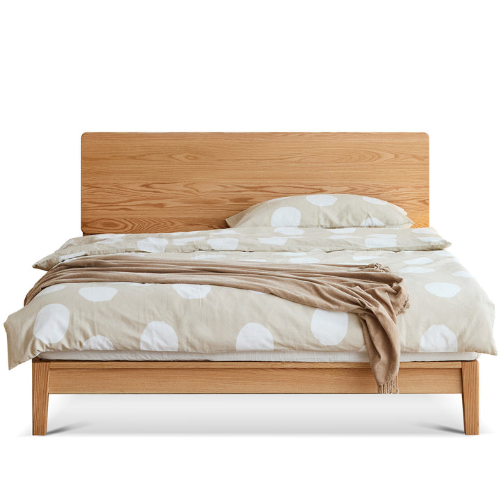 Scandinavian oak wood bed solid conceptual design.