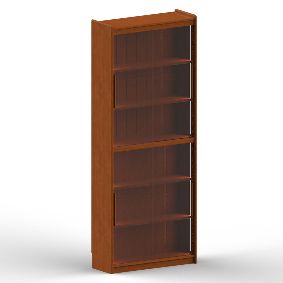 Vintage boxwood bookshelf vista layered structure.