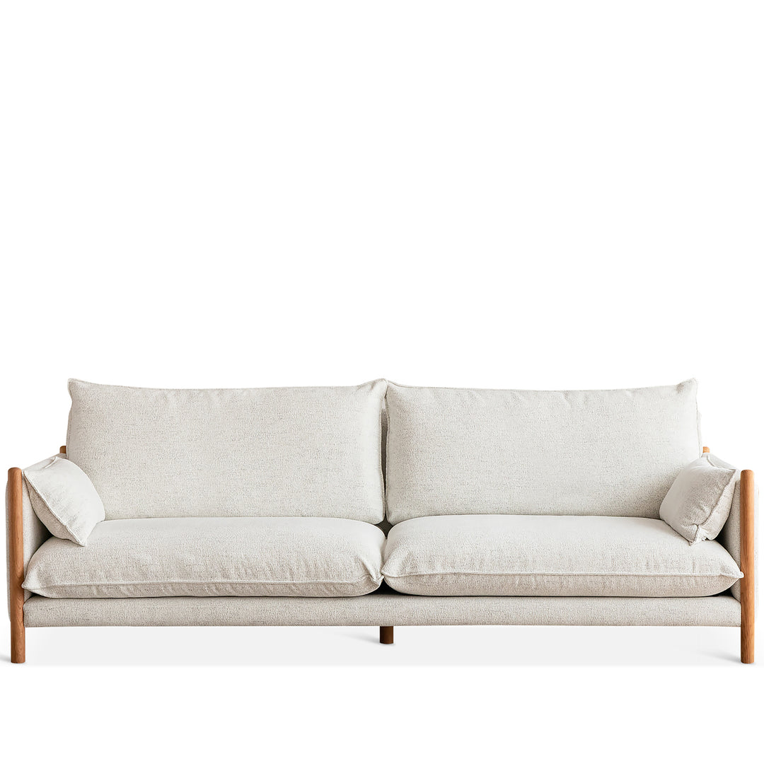 Scandinavian chenille velvet cherry wood 4 seater sofa sea salt conceptual design.