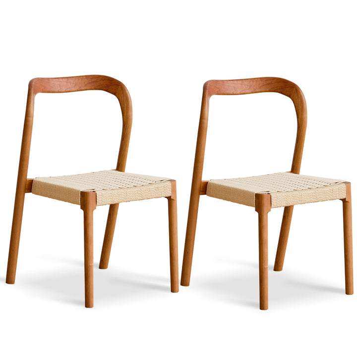 Scandinavian Cherry Wood Woven Rope Dining Chair SONA