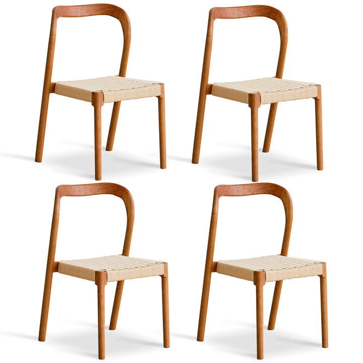 Scandinavian Cherry Wood Woven Rope Dining Chair SONA