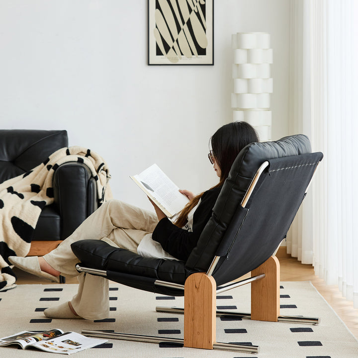 Scandinavian microfiber leather 1 seater sofa chair tessidi with context.