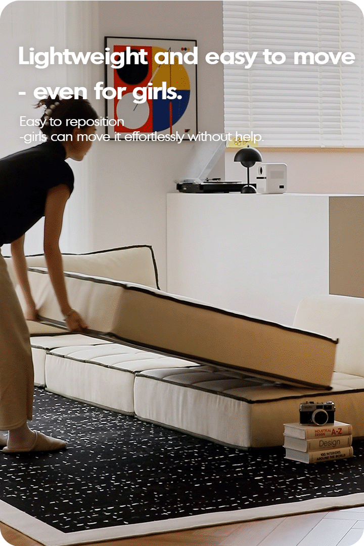 Scandinavian cat scratch resistant fabric modular 1 seater sofa tiered in panoramic view.