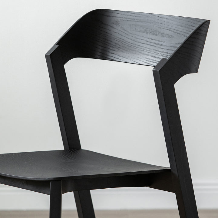 Minimalist ash wood dining chair pearl with context.