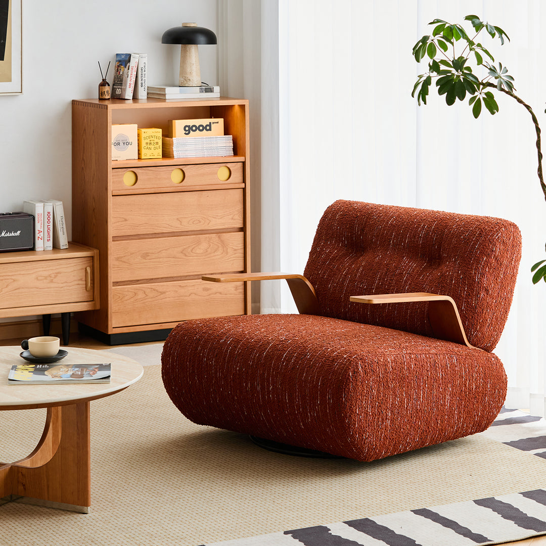 Modern mixed weave fabric revolving 1 seater sofa benny conceptual design.