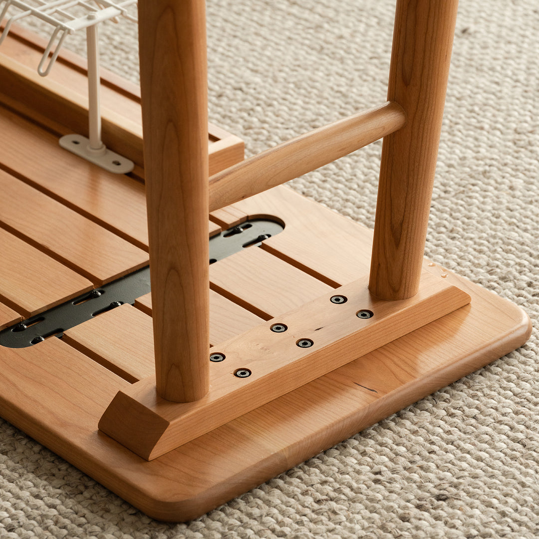 Scandinavian cherry wood study table kashima in panoramic view.