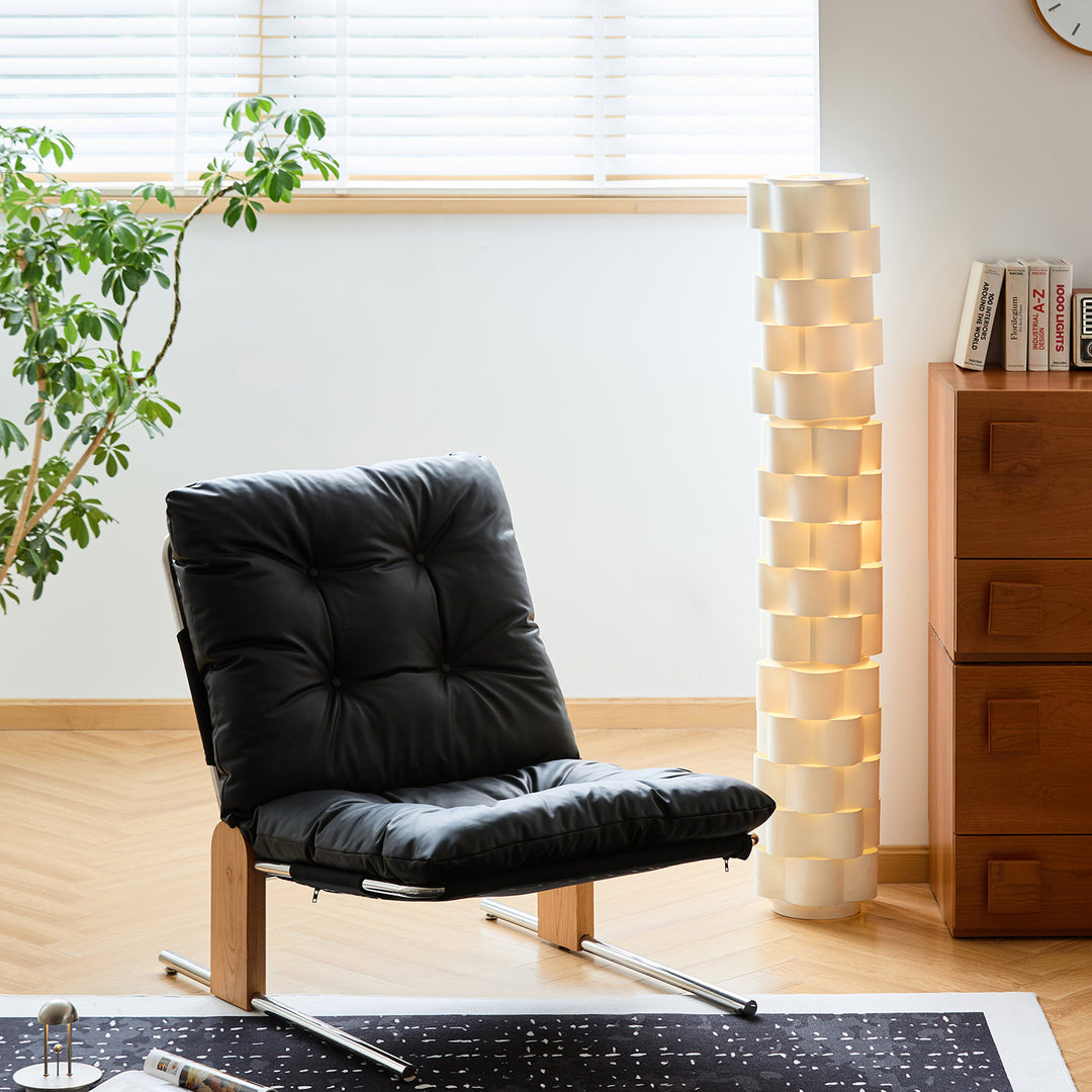 Scandinavian microfiber leather 1 seater sofa chair tessidi in panoramic view.