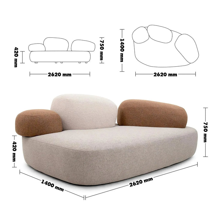 Contemporary fabric 4 seater sofa pebble size charts.