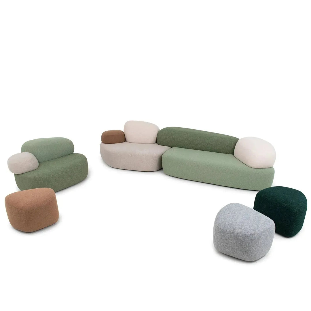 Contemporary fabric 7 seater sofa pebble in details.