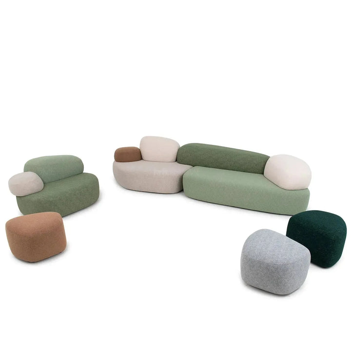 Contemporary fabric 7 seater sofa pebble in details.