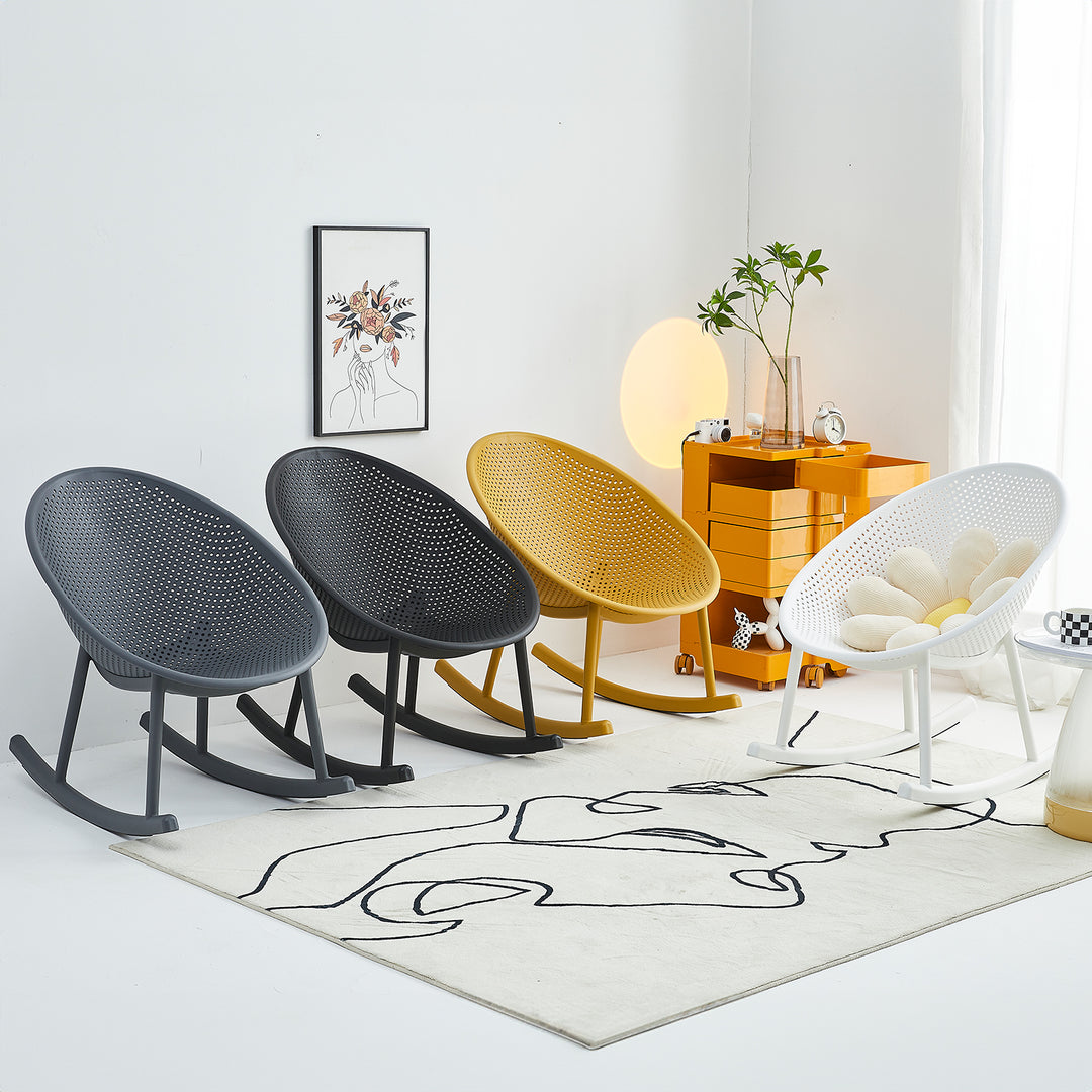 Contemporary plastic rocking chair 1 seater sofa europa in close up details.