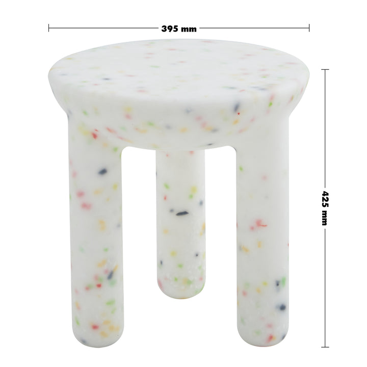 Contemporary plastic side table snap size charts.