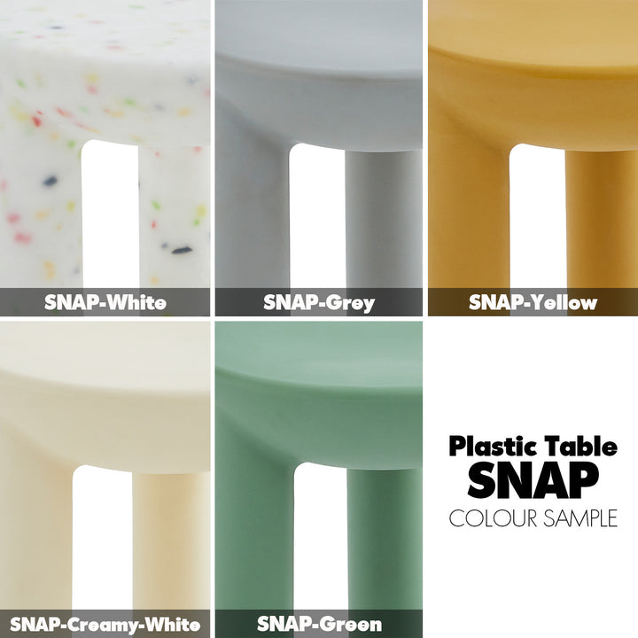 Contemporary plastic side table snap color swatches.