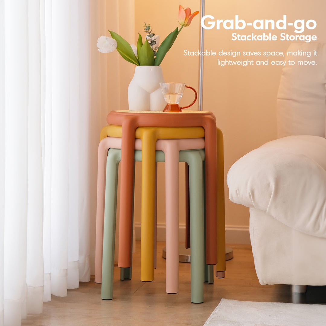 Scandinavian plastic stackable dining stool cesca in real life style.