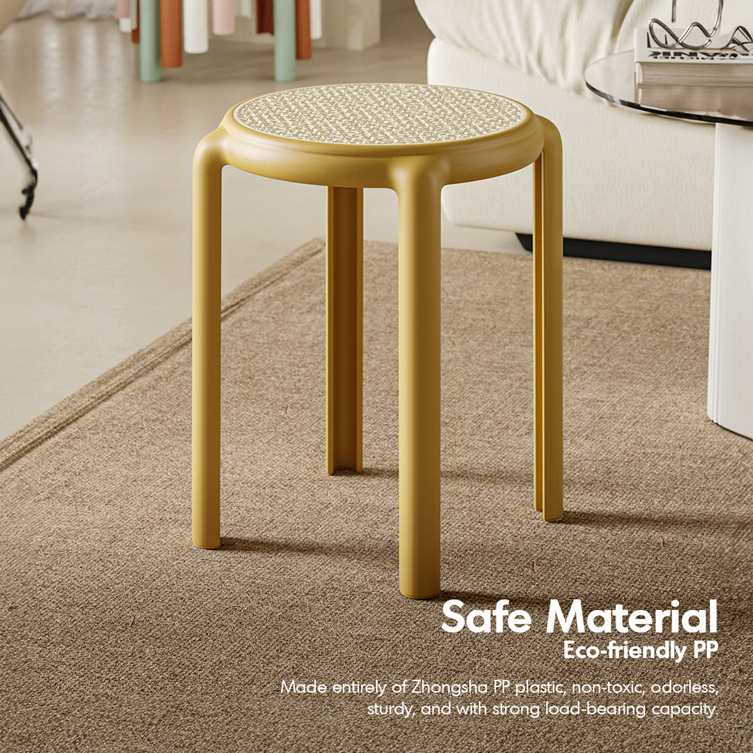 Scandinavian plastic stackable dining stool cesca with context.