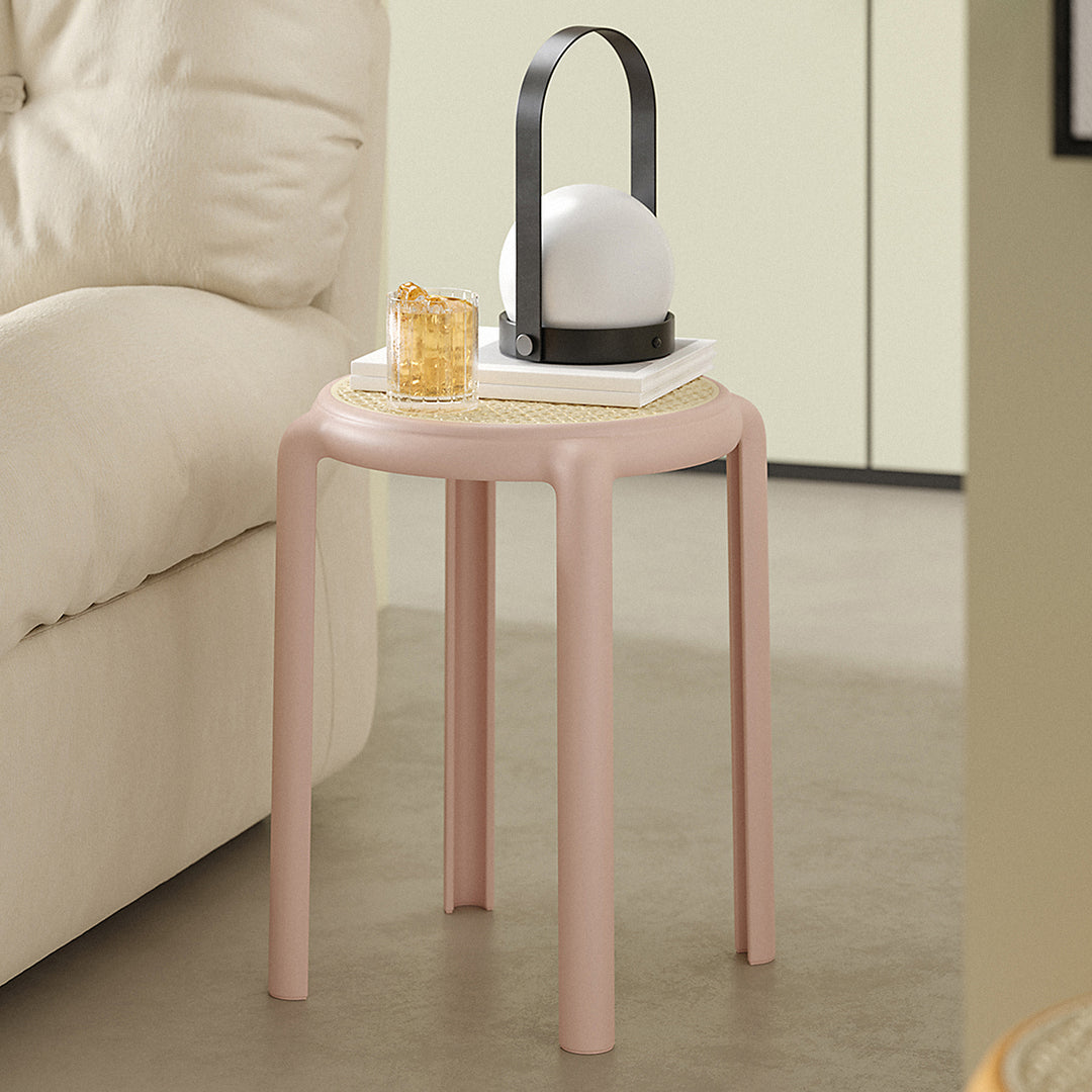 Scandinavian plastic stackable dining stool cesca in panoramic view.