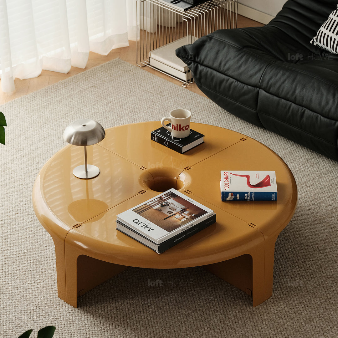 Contemporary abs transformable coffee table bobo in panoramic view.