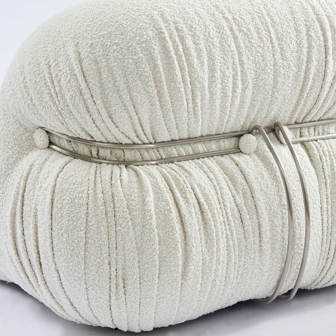 Contemporary boucle fabric 1 seater sofa soriana situational feels.