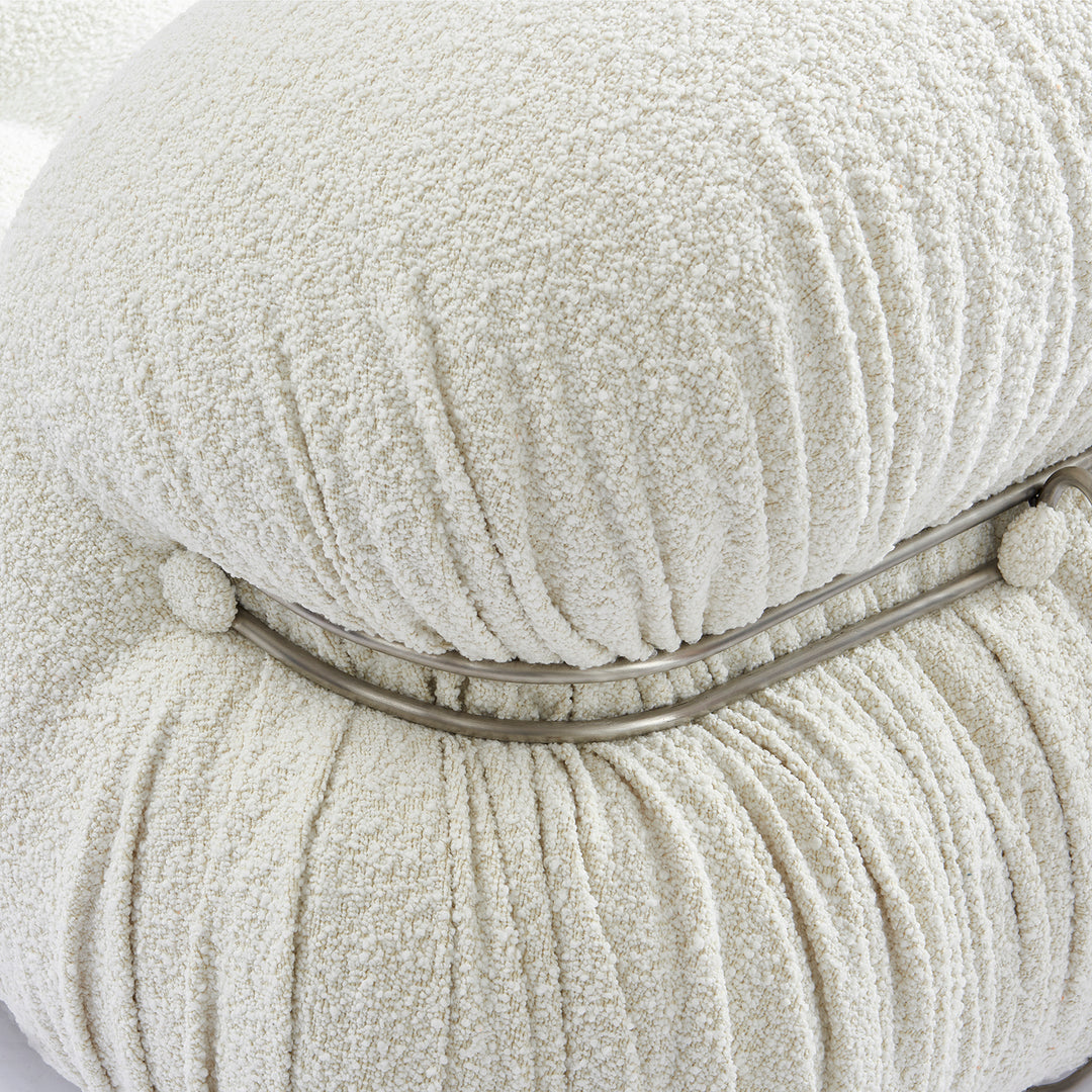 Contemporary boucle fabric 1 seater sofa soriana layered structure.