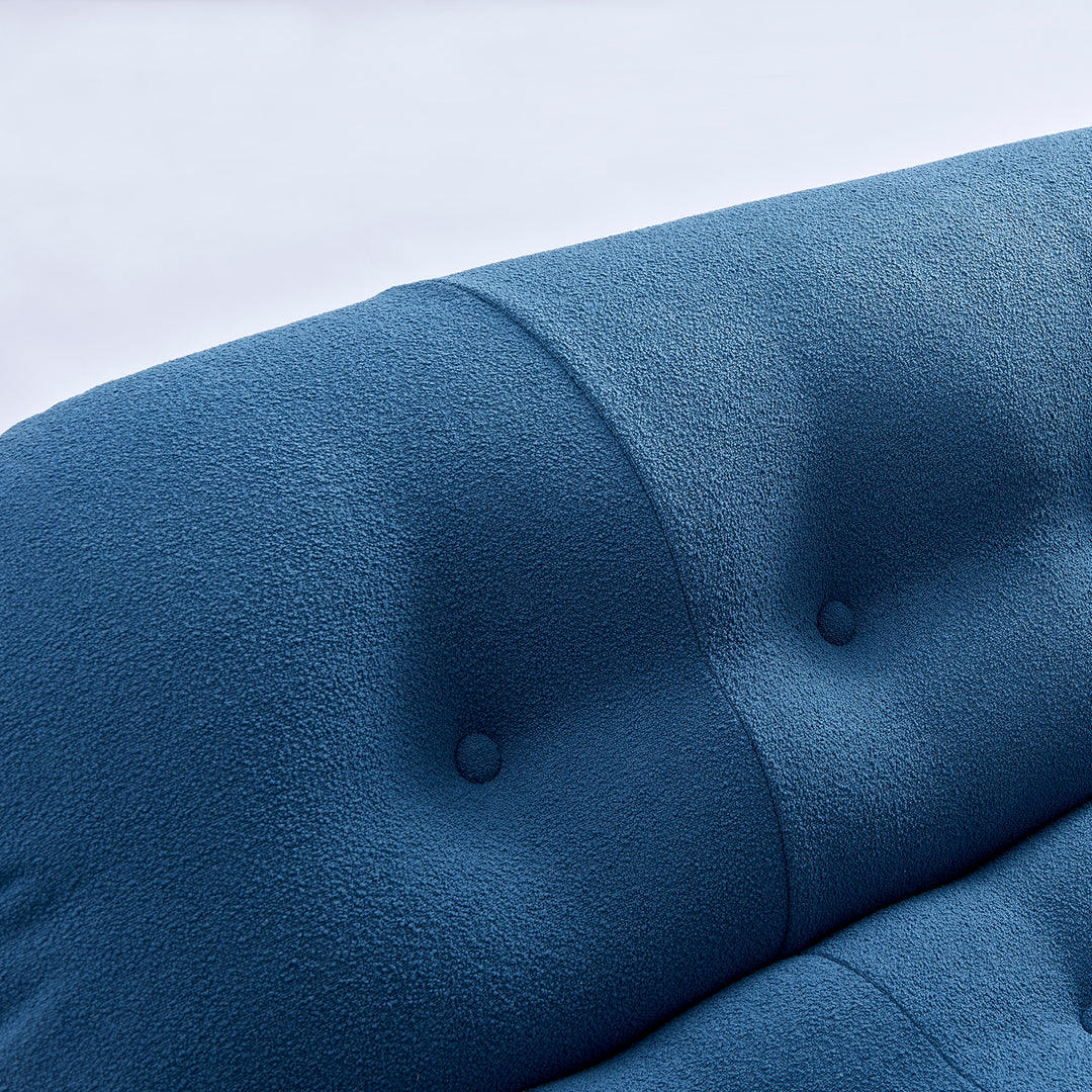 Contemporary boucle fabric 2 seater sofa soriana in panoramic view.