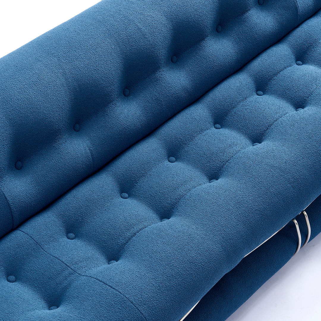Contemporary boucle fabric 3 seater sofa soriana in close up details.