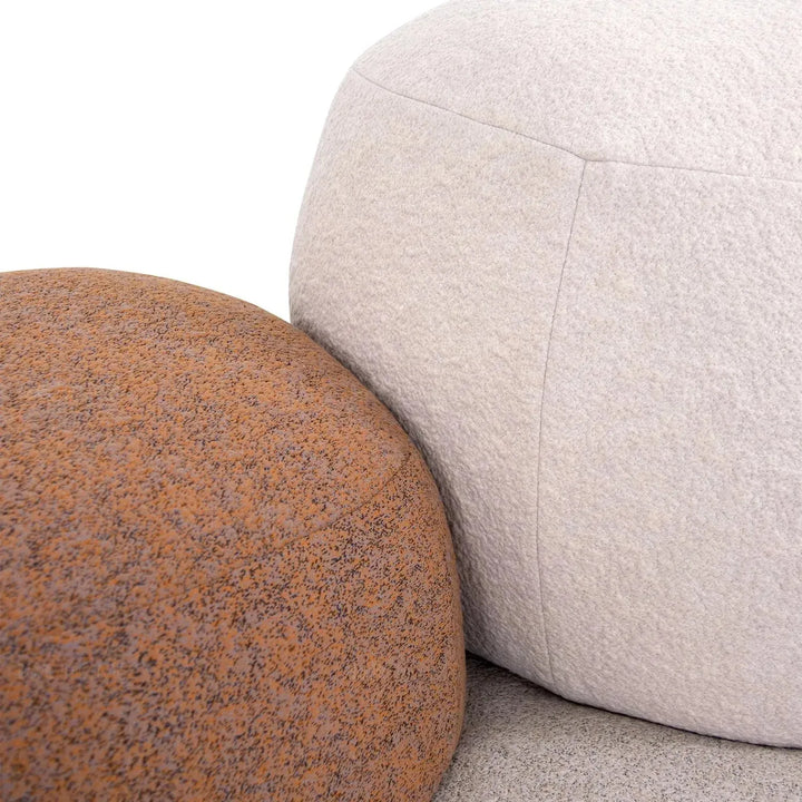 Contemporary fabric 4 seater sofa pebble in close up details.