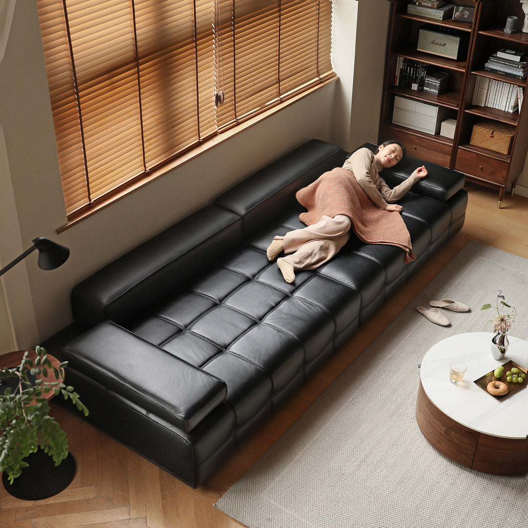 Contemporary genuine leather sectional 4 seater sofa nexus layered structure.