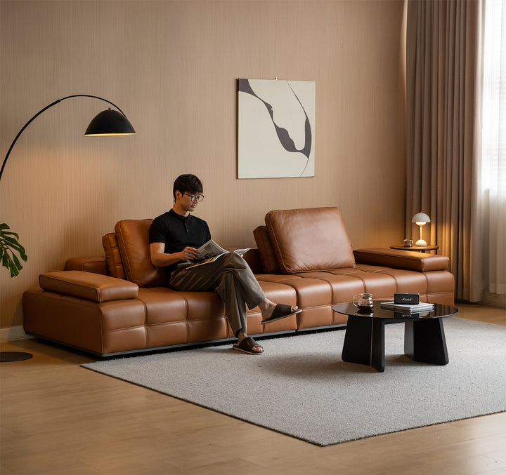 Contemporary genuine leather sectional 4 seater sofa nexus detail 8.