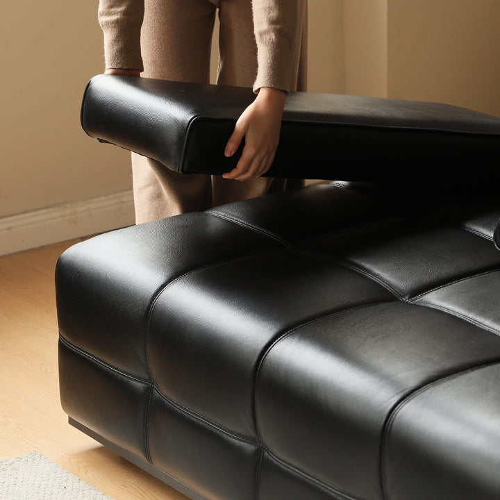 Contemporary genuine leather sectional 4 seater sofa nexus in details.