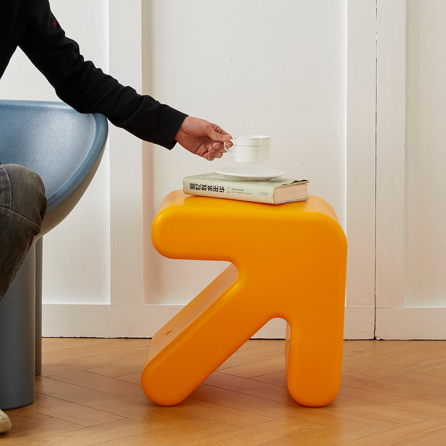 Contemporary plastic stool side table arrow primary product view.