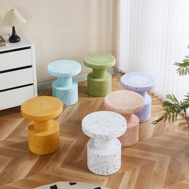 Contemporary plastic stool side table pixel in still life.