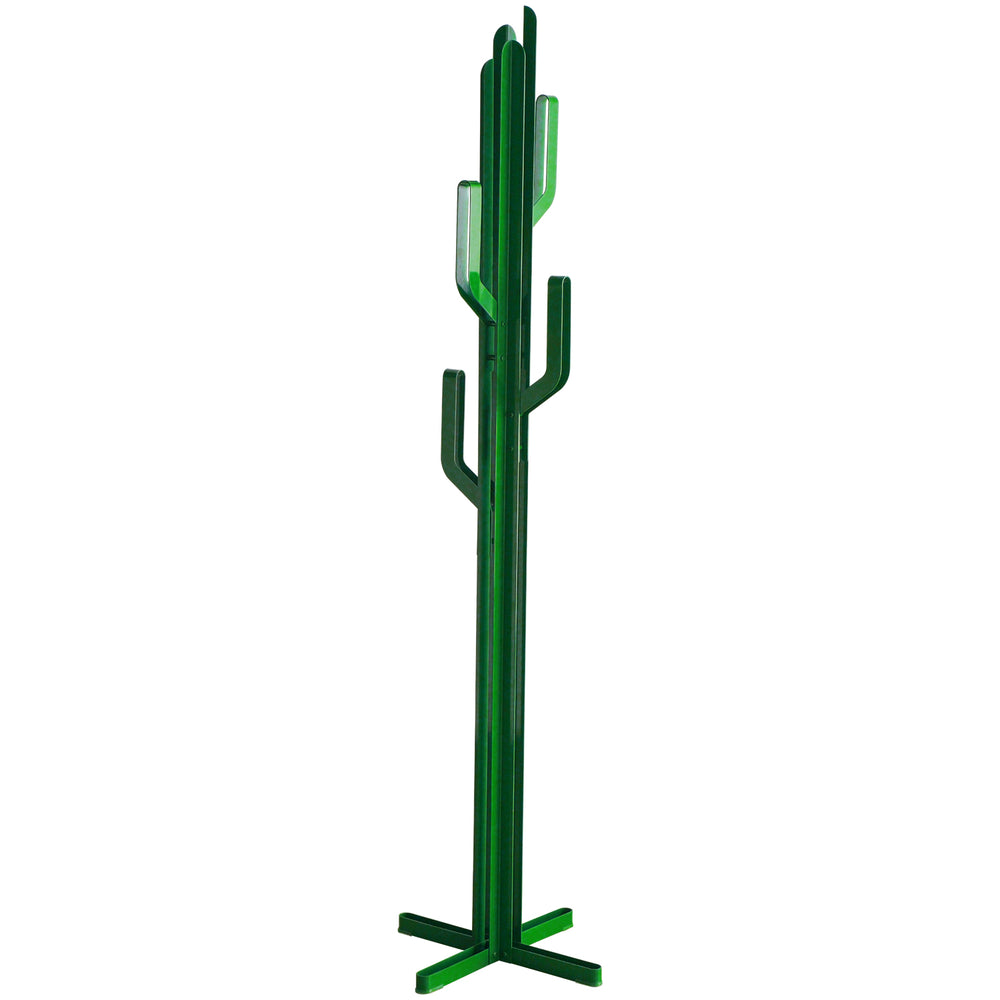 Contemporary steel clothes hanger cactus in white background.
