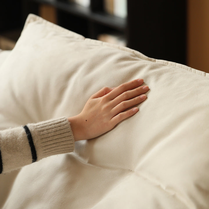 Contemporary suede fabric modular armless 1 seater sofa bloom color swatches.