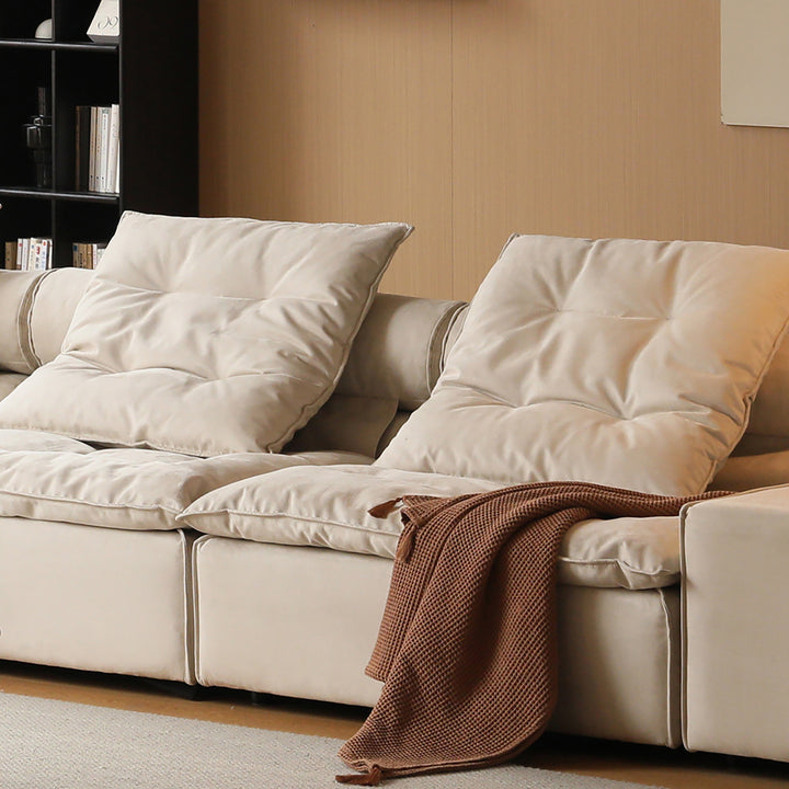 Contemporary suede fabric modular armless 1 seater sofa bloom material variants.