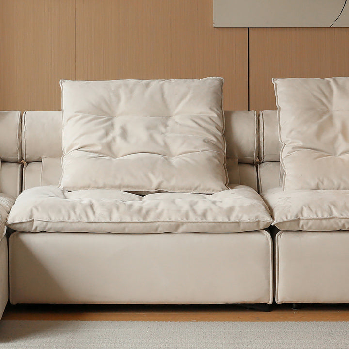 Contemporary suede fabric modular armless 1 seater sofa bloom in real life style.