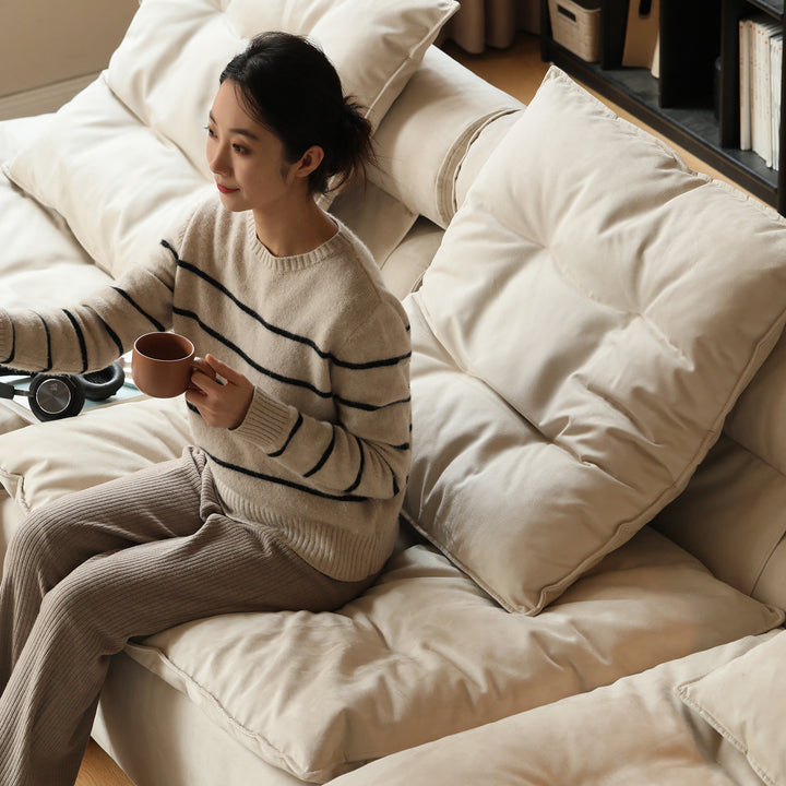 Contemporary suede fabric modular l shape sectional sofa 2+l bloom situational feels.