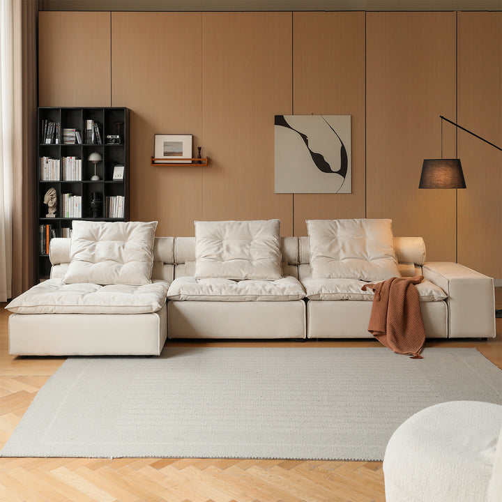 Contemporary suede fabric modular l shape sectional sofa 4+l bloom detail 7.