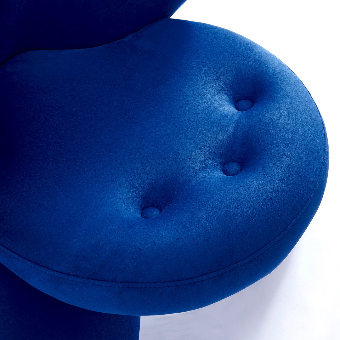 Contemporary velvet 1 seater sofa chair getsuen in close up details, 71-Getsuen-Blue