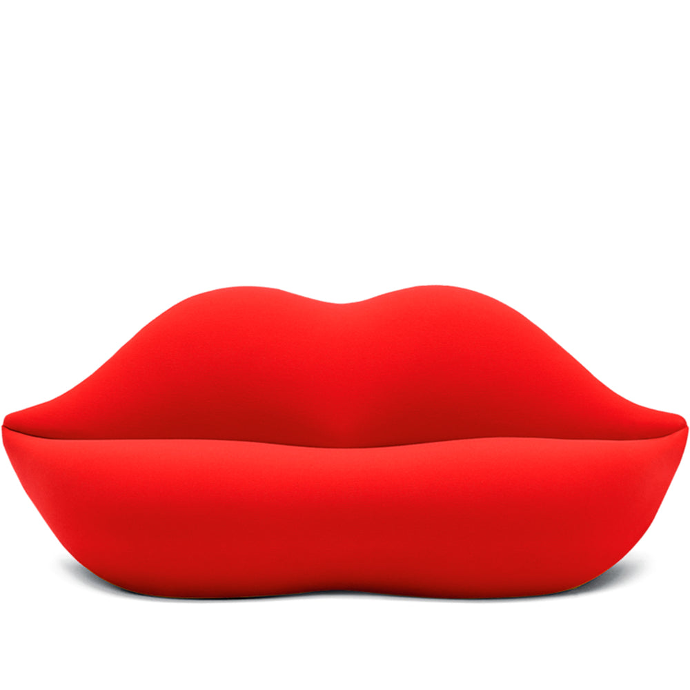 Contemporary velvet 2 seater sofa bocca in white background.