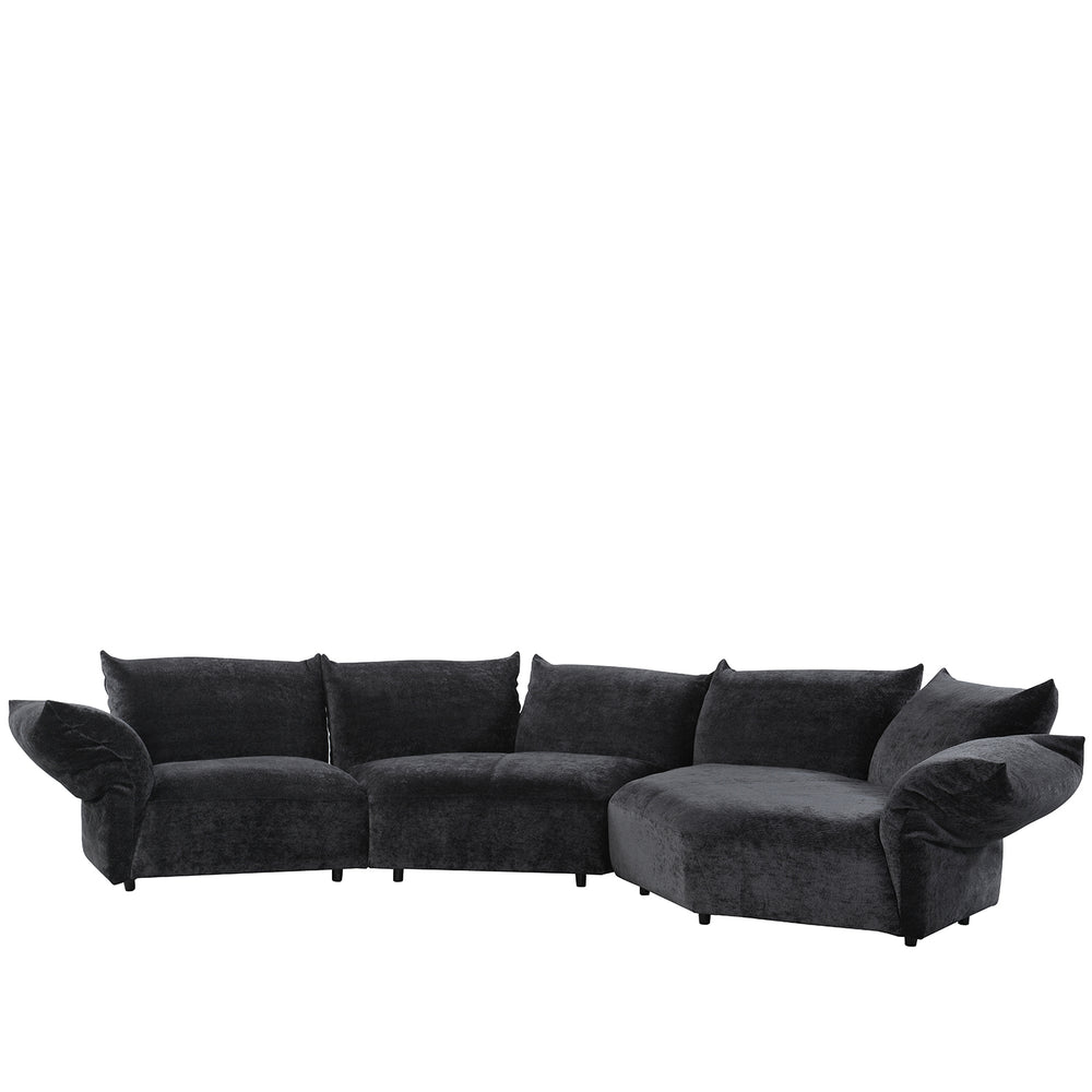 Contemporary velvet fabric l shape sectional sofa flower 3+l in white background.